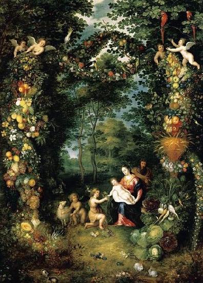 Jan Brueghel the Younger The Holy Family with St John Sweden oil painting art